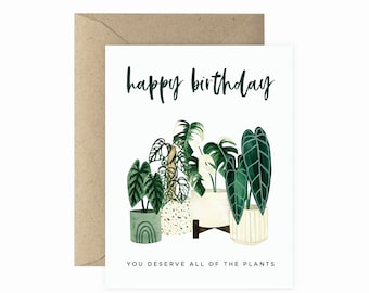 All The Plants Birthday Greeting Card | Happy Birthday Card | Plant Lover Greeting Card | Plant Lady Card | Plant Card | Plant Lover