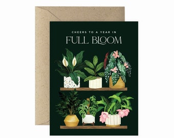 Full Bloom Plant Shelf Birthday Greeting Card | Happy Birthday Card | Plant Lover Card | Plant Lady Card | Plant Card | Plant Lover