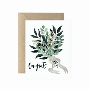 Congrats Foliage Bouquet Greeting Card | Wedding Card | Congrats Greeting Card | Congrats Wedding Greeting Card | Watercolor Greeting Card