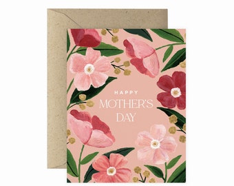 Dark Poppy Mother's Day Greeting Card | Mother's Day Card | I Love You Mom Card | Hand Painted Card | Modern Brush Card