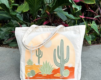 Desert Arch Tragetasche | Wüsten Illustration Leinentasche | Wüsten Tote Bag | Canvas Markttasche | Große Einkaufstasche aus Canvas