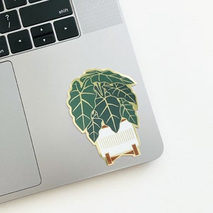 Alocasia Sticker | Plant Lover Sticker |  Metallic Die Cut Sticker | House Plant Sticker | Weatherproof Sticker | Laptop Sticker