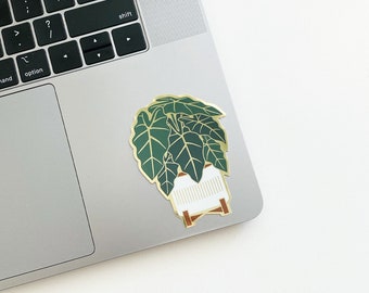 Alocasia Sticker | Plant Lover Sticker |  Metallic Die Cut Sticker | House Plant Sticker | Weatherproof Sticker | Laptop Sticker