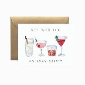 Get into the Holiday Spirit Greeting Card | Funny Christmas Card | Funny Holiday Card | Alcohol Greeting Card | Christmas Greeting Card