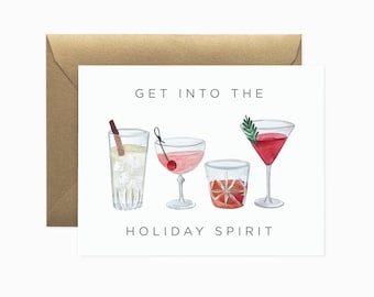 Get into the Holiday Spirit Greeting Card | Funny Christmas Card | Funny Holiday Card | Alcohol Greeting Card | Christmas Greeting Card