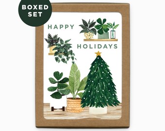 BOXED SET Holiday Plant Shelf | Modern Christmas Card | Modern Holiday Card | Christmas Greeting Card | Set of 6 Cards