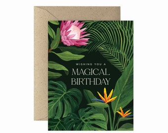 Magical Birthday Tropical Floral Greeting Card | Happy Birthday Card | Plant Lover Card | Plant Lady Card | Plant Card | Plant Lover