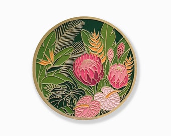 Tropical Floral Luxe Coaster | New Home Gift | 18k Gold Plated | Plant Lover Gift | Plant Coaster | Gold Plated Coaster | Plant Lady Gift