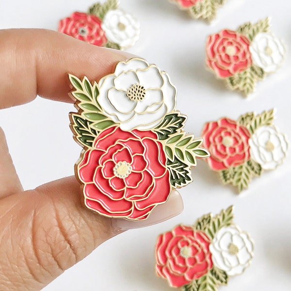 Irene Floral Enamel Pin | Cute Floral Cluster Lapel Pin | Plant Pin | Peony Flower Pin | Enamel Lapel Pin | Brooch | Minimalist Plant Pin