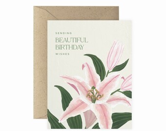 Lily Beautiful Birthday Greeting Card | Happy Birthday Card | Plant Lover Greeting Card | Plant Lady Card | Plant Card | Plant Lover