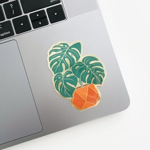 Monstera Sticker | Plant Lover Sticker |  Metallic Die Cut Sticker | House Plant Sticker | Weatherproof Sticker | Laptop Sticker