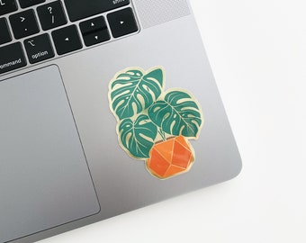 Monstera Sticker | Plant Lover Sticker |  Metallic Die Cut Sticker | House Plant Sticker | Weatherproof Sticker | Laptop Sticker