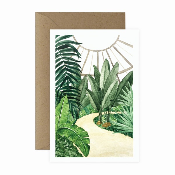 Tropical Circle Conservatory Art Print Greeting Card | Tropical Art Print | Tropical Wall Art | Framable Art Print | Tropical Blank Card