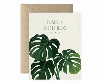 Monstera Happy Birthday Greeting Card | Happy Birthday Card | Plant Lover Card | Plant Lady Card | Plant Card | Plant Lover