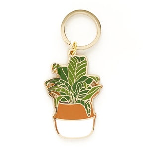 Banana Leaf Enamel Keychain Cute Plant Keychain Woven Basket Planter Keychain Key Fob Key Ring Gift for Her Plant Lady Accessory image 2