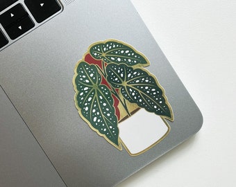 Begonia Sticker | Plant Lover Sticker |  Metallic Die Cut Sticker | House Plant Sticker | Weatherproof Sticker | Laptop Sticker