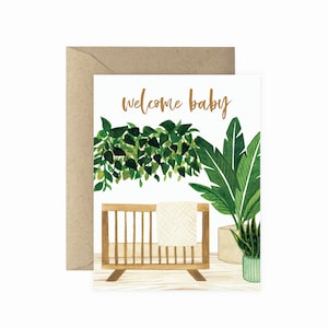 Welcome Baby Nursery Greeting Card | New Baby Greeting Card | Congratulations Card | Plant Lady Card | Plant Card |  Plant Lover