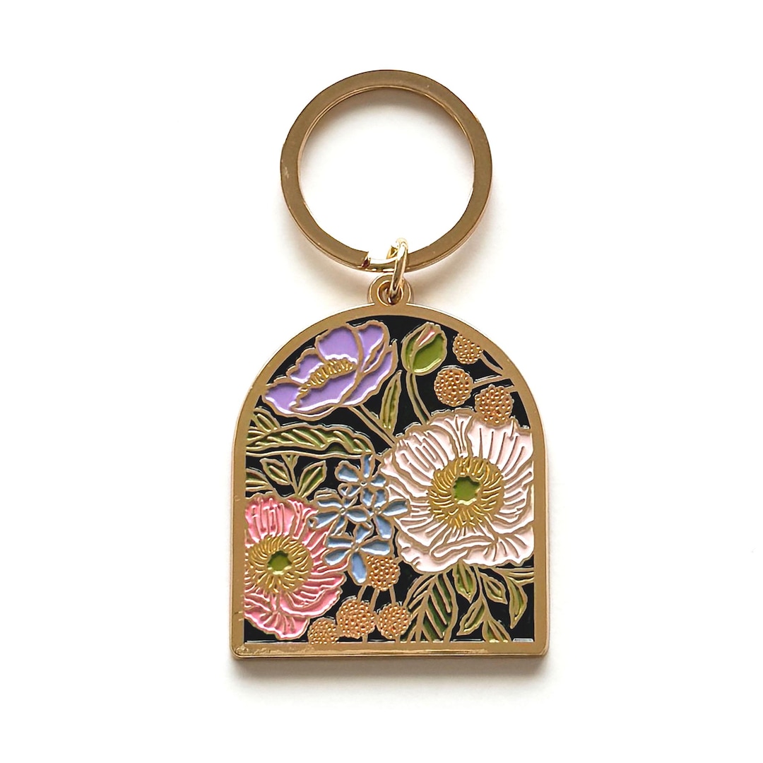 Vibrant Flora Arch 18k Gold Plated Keychain - Etsy