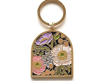 Vibrant Flora Arch 18k Gold Plated Keychain