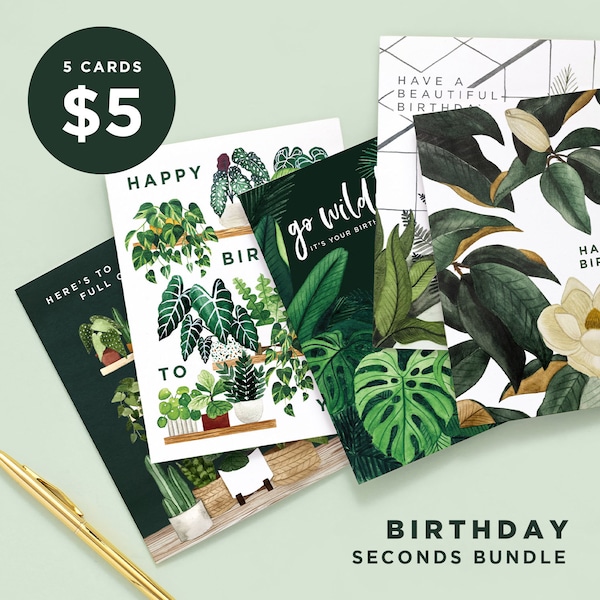 5 for 5 Birthday Greeting Cards  |  Mystery 5 Pack Greeting Cards  |  Seconds Sale Grab Bag Cards  |  Slightly Imperfect Card Bundle