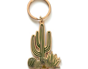 Cactus Cluster 18k Gold Plated Keychain