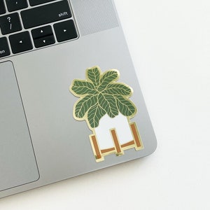 Fiddle Leaf Fig Sticker | Plant Lover Sticker |  Metallic Die Cut Sticker | House Plant Sticker | Weatherproof Sticker | Laptop Sticker