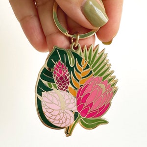 Celeste Tropical Bouquet Flower Keychain | Cute Flower Keychain | Plant Keychain | Key Ring | Key Fob | Gift for Gardener | Keychains