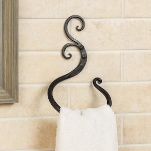 Hand Crafted Towel Bar with Elegant Scroll Design - Bathroom Decor
