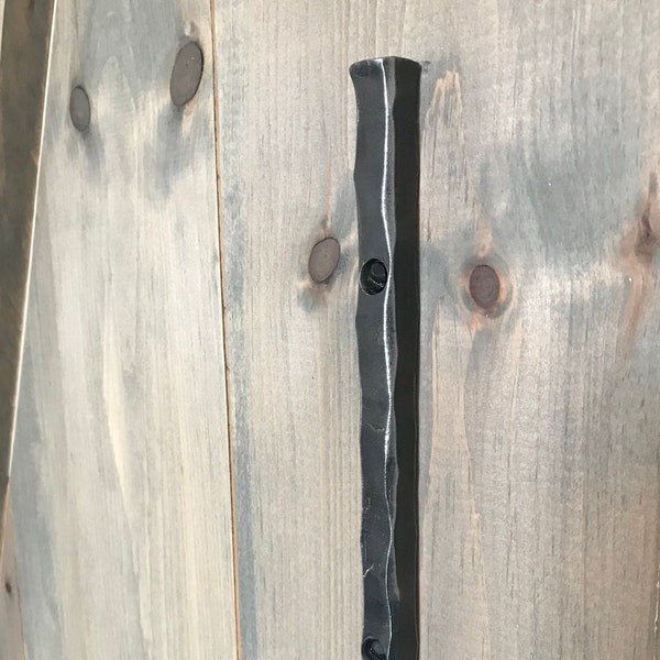 Low profile sliding barn door pull, finger pull, wrought iron forged low profile handle