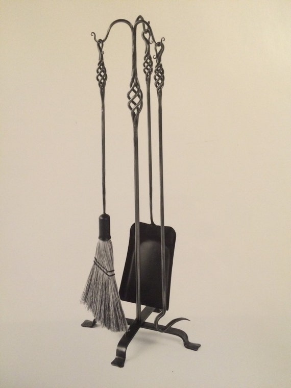 Fire place tool set and stand, hand forged in vermont
