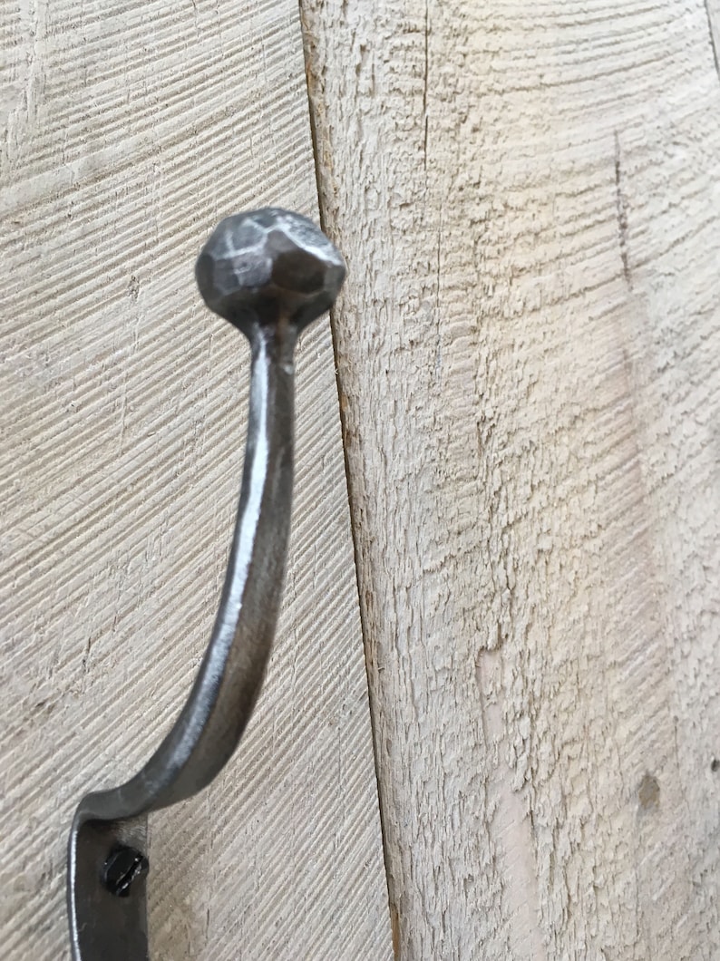 Forged iron double coat hook, wall hooks, hook for mudroom, cubbie hook, towel hook, hook rack, wrought iron hooks image 2