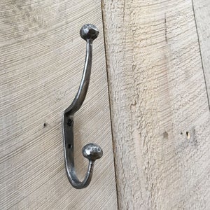 Forged iron double coat hook, wall hooks, hook for mudroom, cubbie hook, towel hook, hook rack, wrought iron hooks image 3