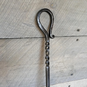 Oversized Fire poker, double twist wrought iron fire pit tool, hearth tools, fire tools, wood stove fire poker