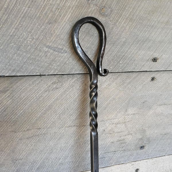 Oversized Fire poker, double twist wrought iron fire pit tool, hearth tools, fire tools, wood stove fire poker