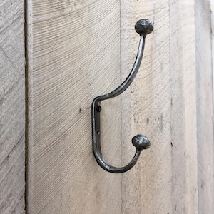 Forged iron double coat hook, wall hooks, hook for mudroom, cubbie hook, towel hook, hook rack, wrought iron hooks