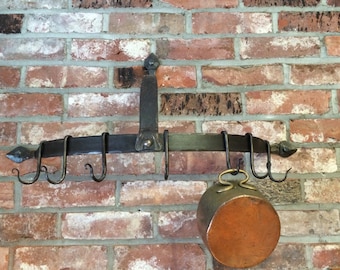 Wrought iron pot rack, wall mounted pot rack