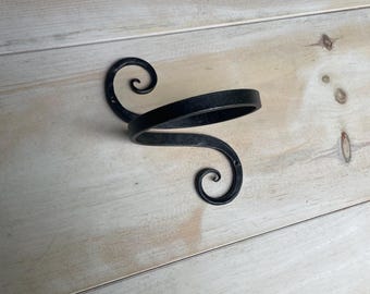 Hand Forged Iron Scroll Towel Holder: Vermont Blacksmith Decor