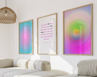 SET OF 3 Retro Gradient Poster, Positive Aura Posters PRINTS, Trendy wall art, Positive Affirmation, Aesthetic Prints Set, Printable, AP100
