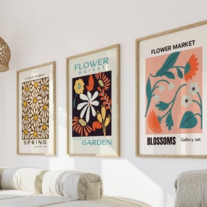 Flower wall print decor SET OF 6 organic decor living room PRINTABLE Botanical wall art Floral Decor Posters Retro Flower Decor bt11