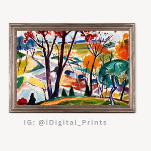 Valley Abstract Vintage Poster Wall Art, Colorful Vintage Rustic Decor, Downloadable, ABS006