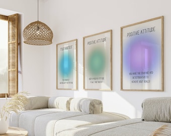Aura Poster Set Of 3, Aura print, SPIRITUAL, spiritual wall art, Gradient Poster, Colorful wall art,  Trendy Wall Art digital DOWNLOAD AP004