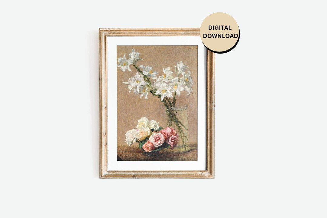 Vintage Flower Print, Cottage Wall Art Decor, Vintage Flowers Art Print ...