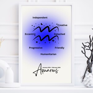AQUARIUS SIGN PRINTABLE wall art, Zodiac sign represented by the water-bearer, zodiac prints, constellation,astrology, instant download Z002