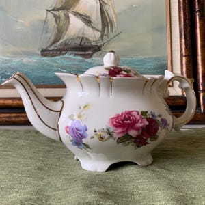 Antique Spring Bouquet Teapot by Price Kensington, Floral Motif with Gold Detail