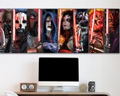 SITH Collection Wood Art Panel Set of 8 Darth Vader, Talon, Malgus, Sidious, Nihilus, Maul, Revan and Asajj Ventress,