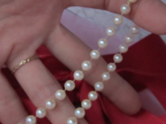 SALE Natural Pearl Necklace, Cream, 17 Three Quar… - image 3