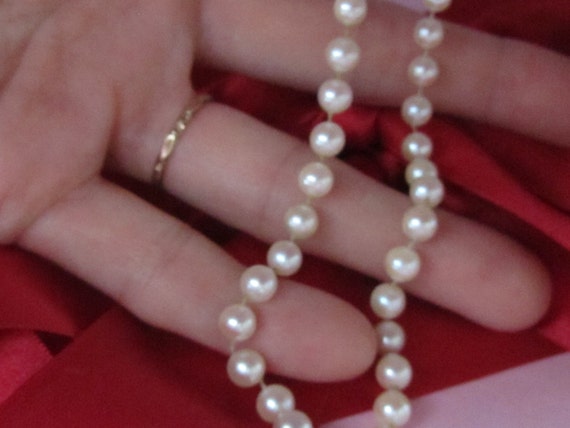 SALE Natural Pearl Necklace, Cream, 17 Three Quar… - image 5