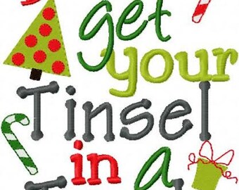 Christmas Winter Embroidery Design Don't Get Your Tinsel In A Tangle Boy Version Digital Instant Download 4x4 and 5x7