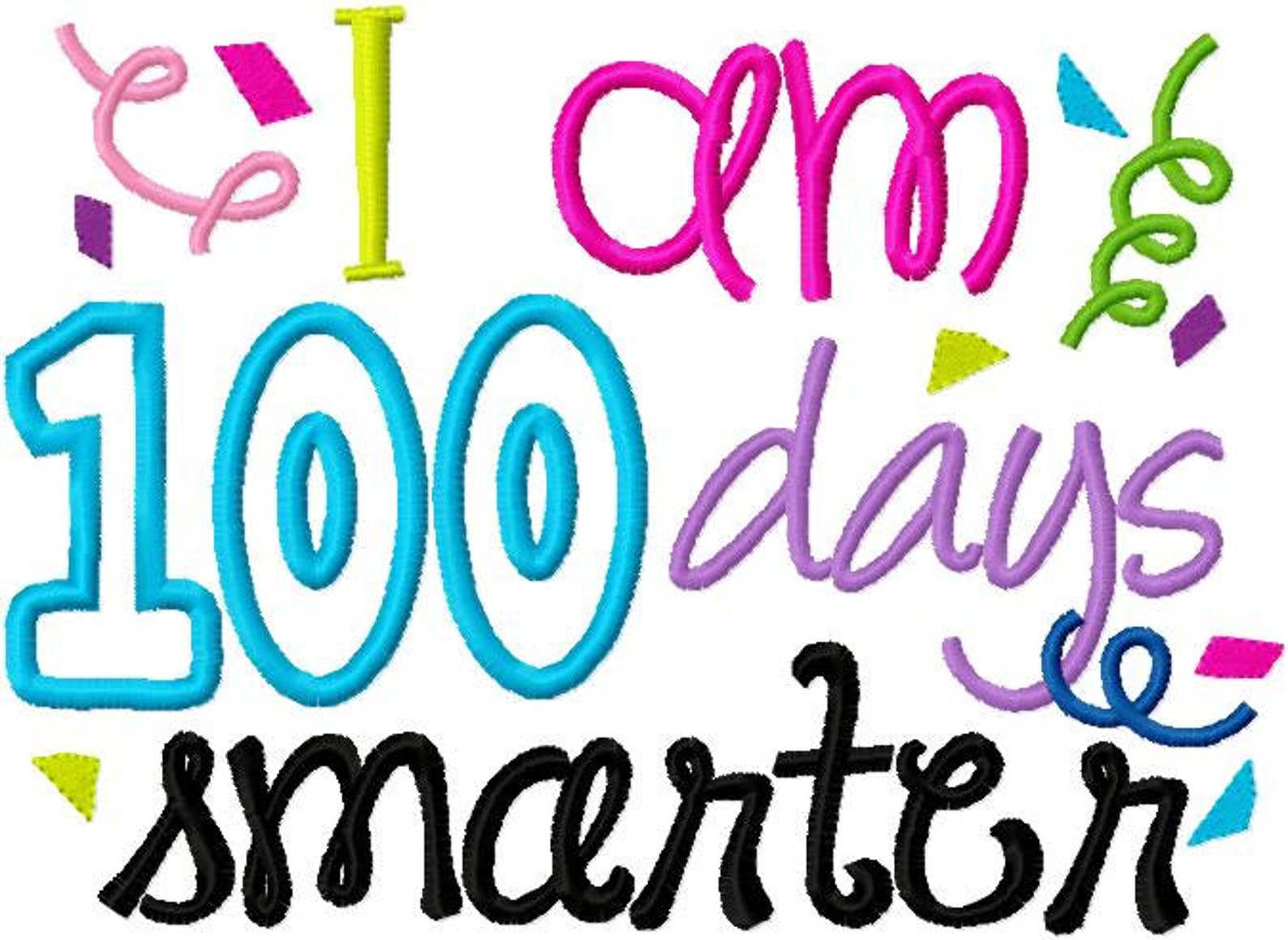 100 Days of School Design Embroidery Applique Design Digital Etsy