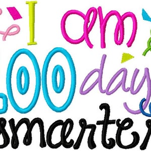 100 dagars skoldesign Broderiapplikationsdesign Digital flicka- eller pojkedesign Jag är 100 dagar smartare Direktnedladdning 4x4, 5x7 och 6x10
